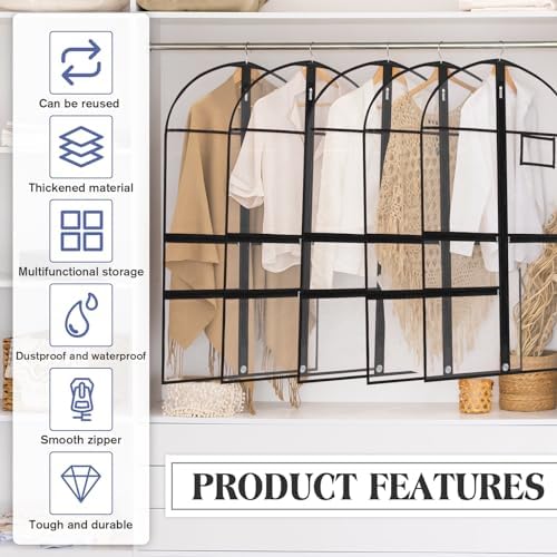 FoldTier 8 Pcs Clear Dance Costume Garment Bags for Dancers, 40 Inch, Black - Image 4