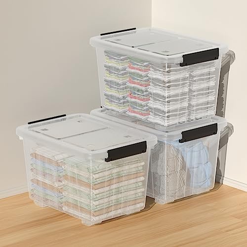 4-Pack 35 Quart Plastic Storage Bin with Secure Lid and Wheels - Image 4