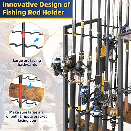 Olakee Fishing Rod Holders, Rolling Fishing Rod Rack for Garage & Boat, Tackle Box & Reel Holder Cart, Easy Assembly Fishing Gear Management System, Ideal Birthday Gift for Men Dad Anglers - Image 5