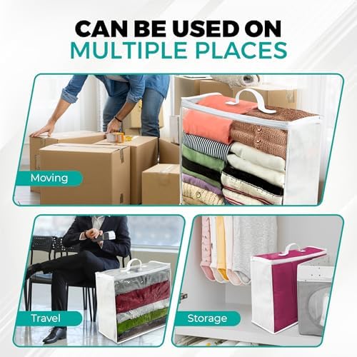 VitalUp Clear Plastic Storage Bag with Zipper, Foldable Moving Bag for Comforters, Blankets, Bedding, Storage Containers, Breathable, Durable Clothes and Duvet Closet Organizers, 6-pack 20x20x8 - Image 7