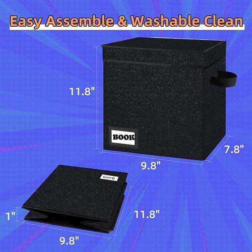 10 Pack Comic Book Storage Short Box, 11.8" X 9.8" X 7.8", Holds 100-120 Collection Book, Heavy Duty Comic Collection Gift Bin Container Holder Shelf (Black) - Image 4