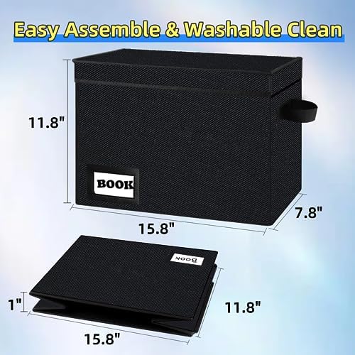5 Pack Collection Comic Book Storage Boxes, Protector Organizer 15.8" X 7.8" X 11.8" Collapsible Short Box Holds 160-180 Comic Book Heavy Duty Bin Container Holder Shelf - Image 4