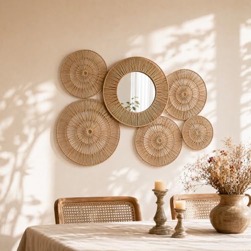 Wicker Wall Decor Baskets, 6 Packs Boho Wall Art - 20",18",16",14",12,10" by ZYApril