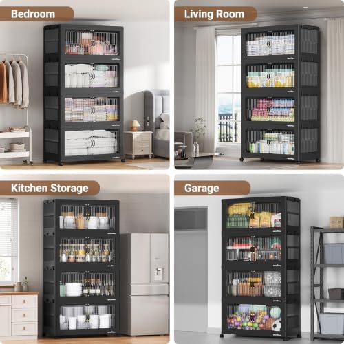 BROVIEW 600Qt Stackable Storage Bins with Lid for Home Dorm, 3Pack Black - Image 6