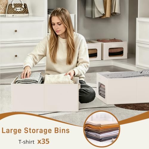 Linen Closet Organizers and Storage 8 Packs-Fabric Storage Bins with Clear Windows,Closet Baskets for Organizing Clothes, Pants, Towels - Image 5