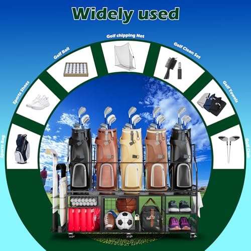 Golf Storage Organizer for Bags, Extra Large Golf Club Racks for Garage Golf Bag Stand Holder for Golf Equipment Accessories - Image 4