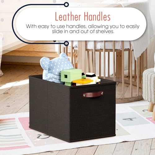 Ornavo Home 13x15x13 Foldable Fabric Storage Cube Bins, 6 Pack, Black - Image 5