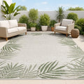 JONATHAN Y Palm Frond Border Indoor Outdoor Area Rug 8X10 Green/Cream, Isla Coastal Cottage for Backyard, Patio, Porch, Easy-Cleaning, High Traffic, Pet-Friendly, Non-Shedding (TSN207B-8) by JONATHANY
