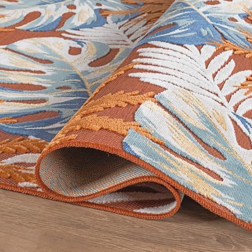 Luul Home Floral Indoor Outdoor Rugs 8x10 Large Area Rug for Living Room, Patio Decor, Kitchen, and Entryway Rug, Washable Stain Resistant Outside Carpet Orange 8 x 10 - Image 4
