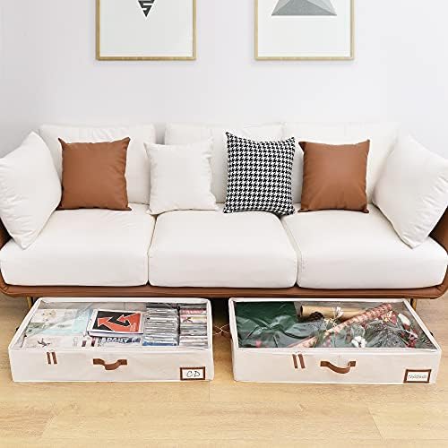 StorageWorks Large Under Bed Storage Containers with Handles and Label Holder, 4 Pack Ultra-thick Fabric Underbed Bins, Closet Organizer for Clothes, Blankets, Sweater - Image 6