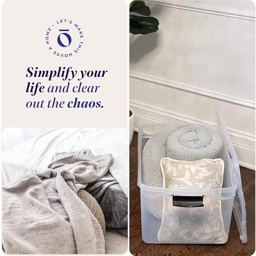 HOMZ Clear Plastic Storage Bins w/Latching Lid, 66 Qt, Gray Latch, 2 Pack - Image 6