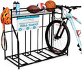 BIRDROCK HOME Bike Rack Garage Storage Floor Stand - Freestanding Organizer for Outdoor Yard - Upright Wall Mount for Scooters, Rakes, Motorcycles, Hoverboards, Gloves - Holds 4 Bicycle - Black by BIRDROCKHOME