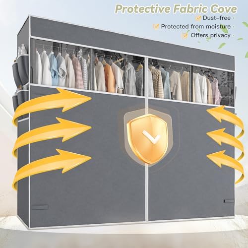 Raybee Clothes Rack with Cover, Heavy Duty, 1150lbs Capacity, Adjustable - Image 3