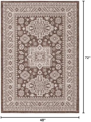 Rugs.com - Outdoor Aztec Rug – 4' 1 x 6' 1 Brown Indoor/Outdoor Rug Washable Stain-Resistant Area Rug for Patios, Decks, and Porches - Image 2