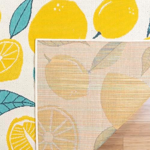 Gertmenian Premium Indoor/Outdoor Loop Area Rug - 8x10 Large, Durable, Easy-Cleaning & Non-Shedding, Ideal for High Traffic Areas in Deck Patio or Mudroom - Lemons, Yellow, 19491 - Image 5