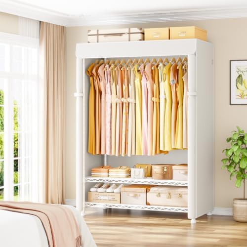 ULIFHOME H5C Max Clothes Rack with Cover, Covered Clothing Rack Heavy Duty - Image 2