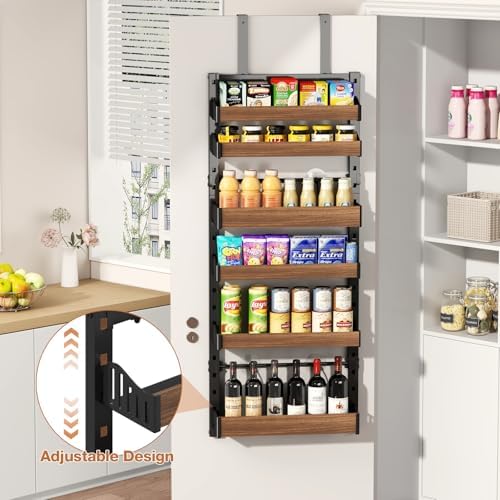 6-Tier Over The Door Pantry Organizer, Heavy-Duty Metal Wall Mount or Hanging Spice Rack, behind the door storage Shelves with Adjustable Basket, Back of Door Organizer for Kitchen Cabinet and Closet - Image 6