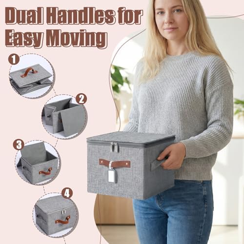 6 Pack Fabric Closet Storage Bins with Lids, 15×10×10 in, Gray - Image 4