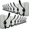 WEBI Coat Rack Wall Mounted,38 9/16" Long,10 Hooks,Wood Coat Hooks Wall Mounted Coat Hanger,Hook Rack Rail,Triple Hooks for Hanging Coats,Clothes,Jacket,Farmhouse,Black/White,2 Packs by WEBI