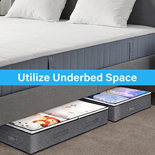Under The Bed Storage Containers, 3 Pack Large Capacity Underbed Storage Bags Organizer, Collapsible Storage Bins with Clear Window for Blanket, Bedding, Comforter, Clothes Bedroom Storage Bags Gray - Image 6