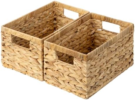 GRANNY SAYS Wicker Storage Baskets for Shelves, Hyacinth Baskets, 2-Pack by GRANNYSAYS