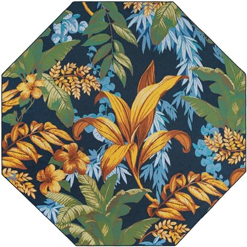 Unique Loom Outdoor Botanical Collection Area Rug - Calypso (7' 10" Octagon Multi/Light Blue) - Image 3