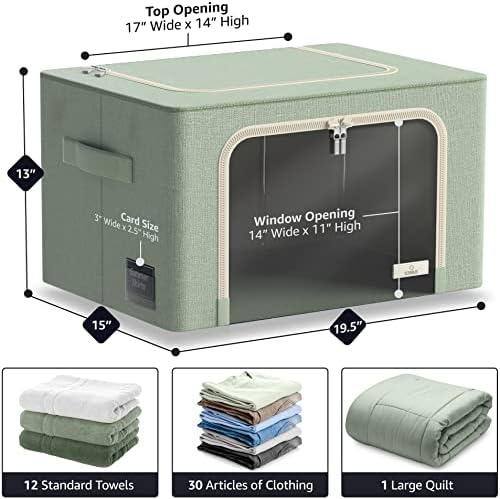 Sorbus Clothing Storage Bins with Clear Window, Metal Frame (4 Pack, Teal) - Image 3