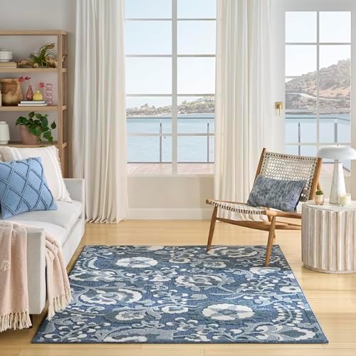 Nourison Home Aloha Blue 5'3" x 7'5" Area Rug - Easy Clean, Non Shedding, Bed Room, Living Room, Dining Room, Kitchen (5' x 8') by NourisonHome