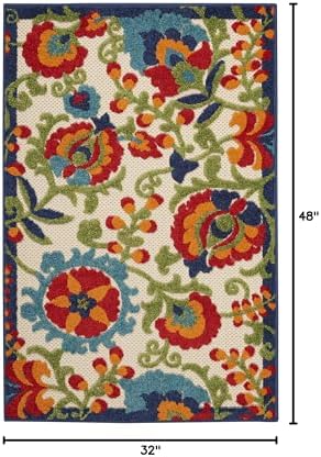 Nourison Home Aloha Multicolor 2'8" x 4' Area Rug - Easy Clean, Non Shedding, Bed Room, Living Room, Dining Room, Kitchen (3' x 4') - Image 2