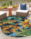 Unique Loom Outdoor Botanical Collection Area Rug - Calypso (2' 2" x 3' 1" Oval Multi/Light Blue) by UniqueLoom