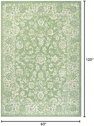 JONATHAN Y Weave Floral Indoor Outdoor Area Rug 8X10 Cream/Green, Tela Bohemian Textured for Backyard, Patio, Porch, Easy-Cleaning, High Traffic, Pet-Friendly, Non-Shedding (SMB100F-8) - Image 2