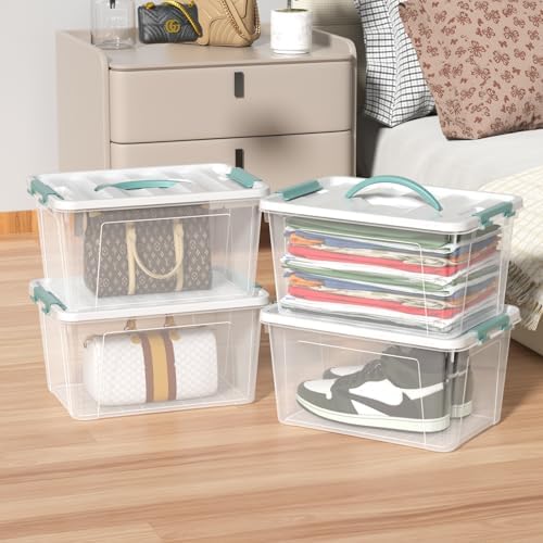 8-Pack 14 Quart Stackable Storage Bin, Plastic Box with Handle - Image 6