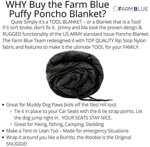 Farm Blue Black Camo Camping Military Blanket Tactical Woobie Blanket Poncho Liner - Lightweight, Multifunctional, All Weather Blankets - Camping Gear, Backpacking and Other Outdoor Activities - Image 4