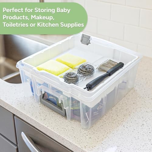 Best Kept Super Satchel Double Deep with Lift-Out Tray, Clear - Image 5