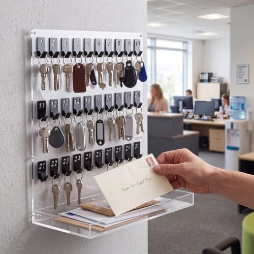 Beeveer Acrylic Key Holder Board with Shelf Upgrade, 30 Hook Wall Organizer - Image 6