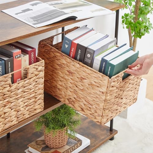 Vagusicc Wicker Storage Basket, Set of 2 Hand-Woven Storage Baskets for Organizing, Small Wicker Basket for Toilet Paper, Foldable Large Cube Storage Organizer Basket Bins for Shelves (Water Hyacinth) - Image 5