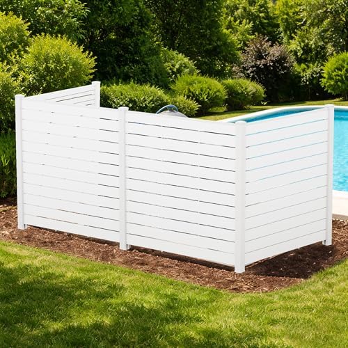 Kozyard 50" W x 48" H Outdoor Privacy Screen with Aluminum Posts, Air Conditioner Fence Panels, Pool Equipment Enclosure, Trash Can Screen Fence Kit for Outside Backyard Patio (White/4Panels) - Image 2