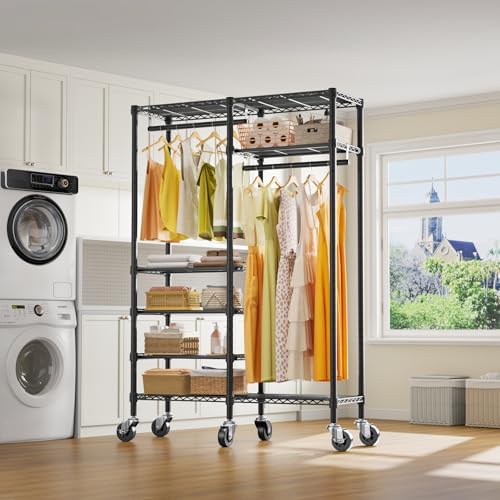 VIPEK R4 Rolling Clothing Rack, Garment Rack with Movable Wheels, Black - Image 2
