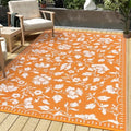 Garvee Outdoor Rug Waterproof 6x9 Floral Outdoor Plastic Straw Rug, Orange by Garvee