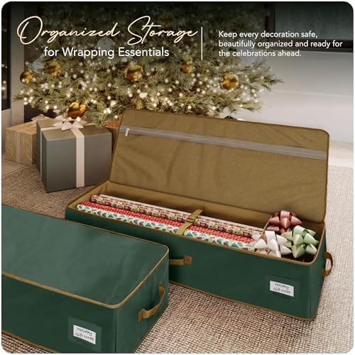 Covermates Gift Wrap Storage Organizer, 38" W x 13" D x 6.5" H, Green - Image 2