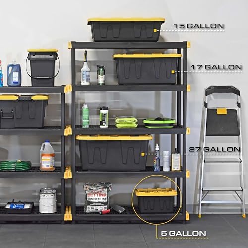 BLACK & YELLOW 5-Gallon Stackable Plastic Storage Bins with Lids, 6 Pack - Image 3