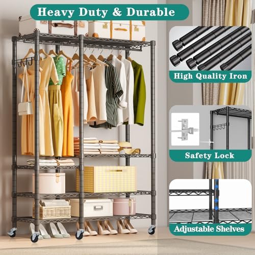 5 Tiers Wheel Portable Heavy Duty Garment Rack - Image 2
