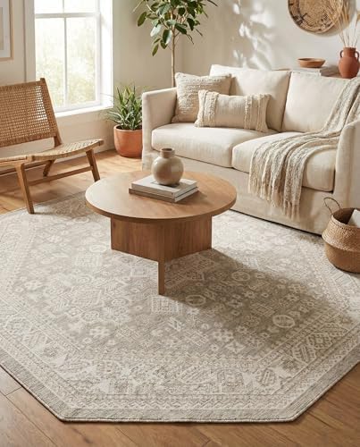 Rugs.com - Outdoor Aztec Rug – 8 Ft Octagon Light Gray Washable Outdoor Rug – Ideal for Patios, Decks, and Porches - Image 4