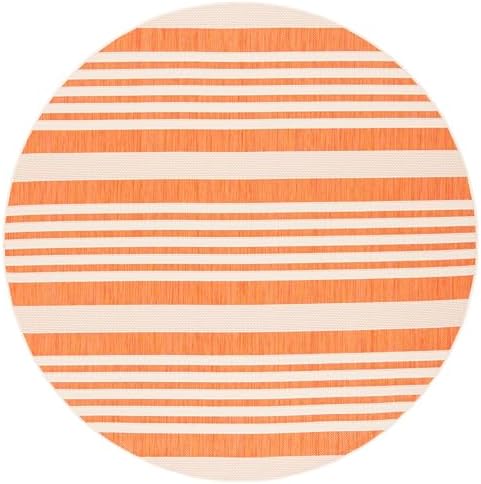SAFAVIEH Washable Rug Outdoor Courtyard Collection - 5'3" Round, Terracotta & Beige, Non-Shedding & Easy Cleaning, Ideal for Patio, Backyard, Mudroom (CY6062-241) - Image 2