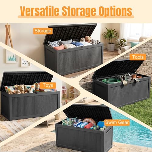 Outdoor Storage Box, 380 Gallon Waterproof Resin Deck Box with Support Rod - Image 5