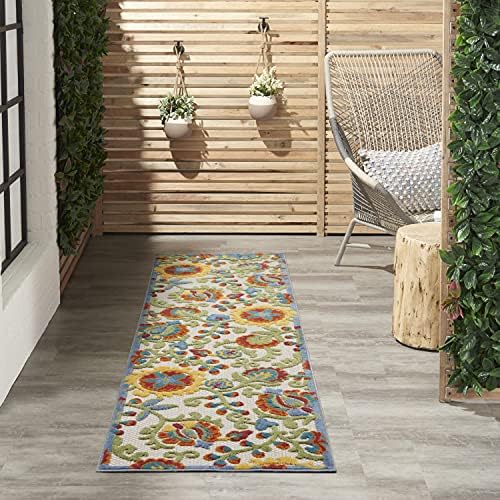 Nourison Home Aloha Ivory Multicolor 2' x 6' Area Rug - Easy Clean, Non Shedding, Bed Room, Living Room, Dining Room, Kitchen (6' Runner) by NourisonHome