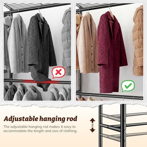 Raybee Clothes Rack with Cover 1200LBS Heavy Duty Freestanding Closet - Image 5