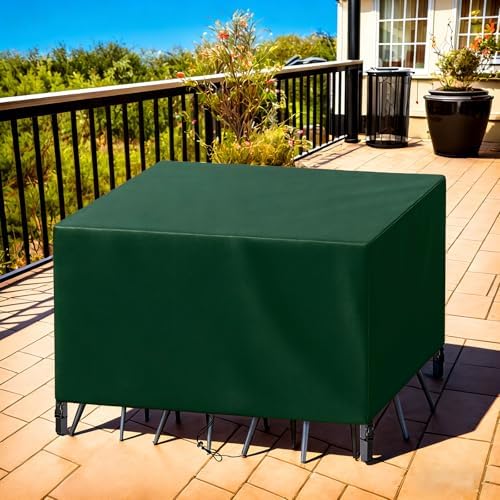 Patio Furniture Cover Rectangle 72"(L) x 44"(W) x 36"(H), Custom Heavy Duty 420D Waterproof Outdoor Cover with Drawstring & Buckles for Table Chair Garden, Green - Image 7