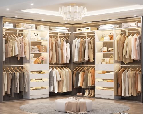 Aheaplus Closet System, Wood Closet Organizer System with Drawers, White by Aheaplus
