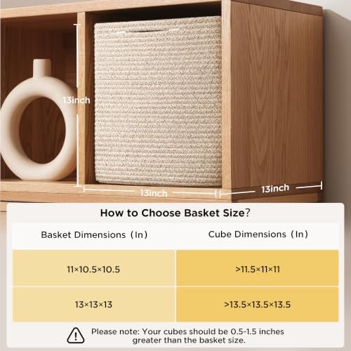 joybest 13inch Cube Storage Bins, Cotton Rope Woven Organizer Basket - Image 2
